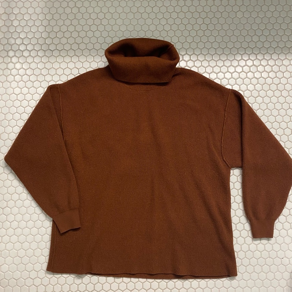 Free People Long Sleeve Slouchy oversized Ribbed Tunic Sweater turtleneck
